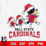 Ball State Cardinals Bluey Family Christmas Svg Eps Dxf Png File, Digital Download