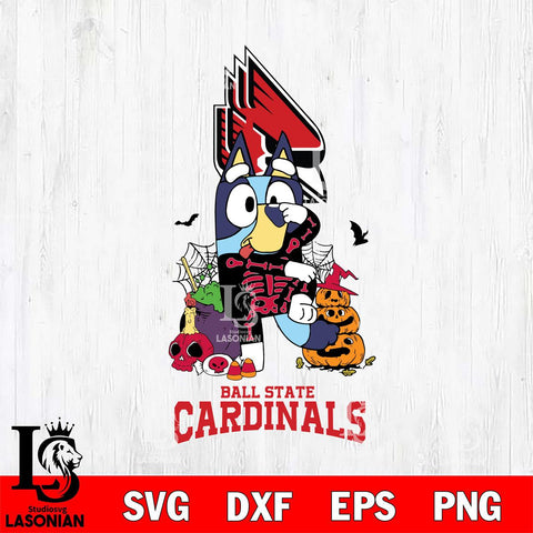 Ball State Cardinals Bluey Halloween NCAA 2 Svg Eps Dxf Png File, Digital Download, Instant Download