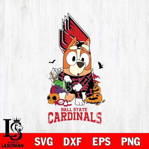 Ball State Cardinals Bluey Halloween NCAA Svg Eps Dxf Png File, Digital Download, Instant Download