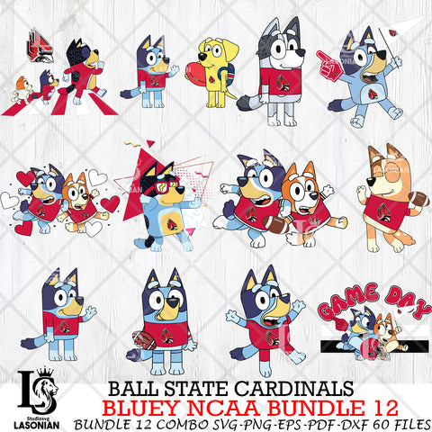 Ball State Cardinals Bluey NCAA Bundle 12 Svg Eps Dxf Png File, Digital Download, Instant Download