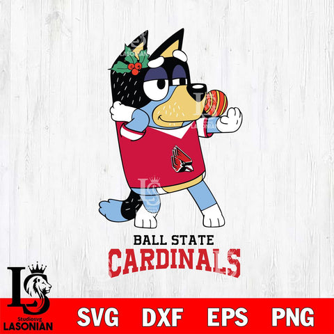 Ball State Cardinals Christmas Bluey Bandit Heeler Cut Files,Bluey Cricut,Christmas Svg , Bluey svg , Digital Download, dxf eps png pdf file