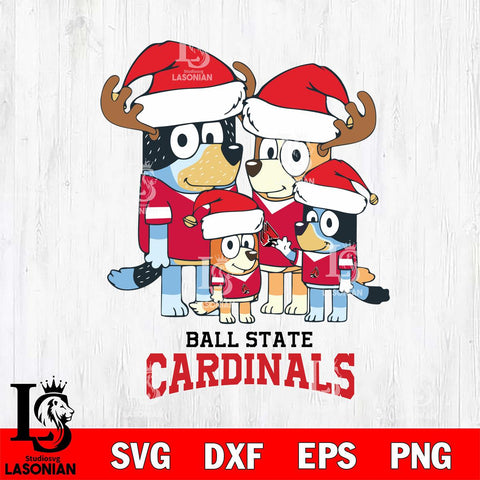 Ball State Cardinals Christmas Bluey Santa Family Cut Files,Bluey Cricut,Christmas Svg , Bluey svg , Digital Download, dxf eps png pdf file