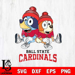 Ball State Cardinals Christmas Bluey & Bingo Sit Cut Files,Bluey Cricut,Christmas Svg , Bluey svg , Digital Download, dxf eps png pdf file