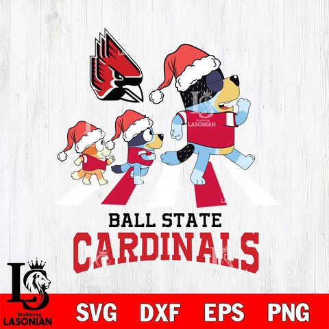 Ball State Cardinals Christmas Family Bluey Walking Cut Files,Bluey Cricut,Christmas Svg , Bluey svg , Digital Download, dxf eps png pdf file