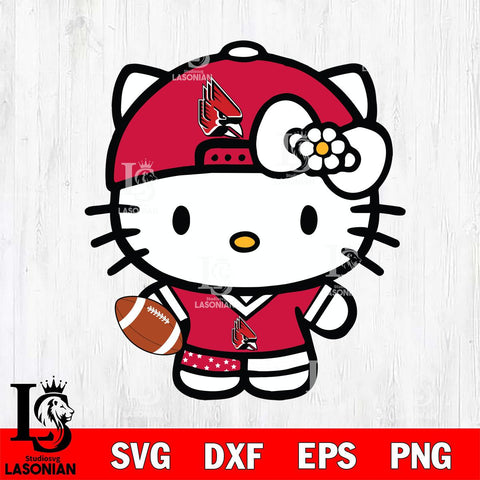 Ball State Cardinals Cute Hello Kitty Football 10 Svg Eps Dxf Png File, NCAA svg, Digital Download, Instant Download