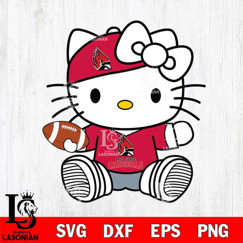 Ball State Cardinals Cute Hello Kitty Football 11 Svg Eps Dxf Png File, NCAA svg, Digital Download, Instant Download