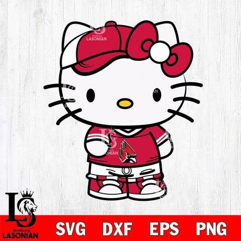 Ball State Cardinals Cute Hello Kitty Football 2 Svg Eps Dxf Png File, NCAA svg, Digital Download, Instant Download