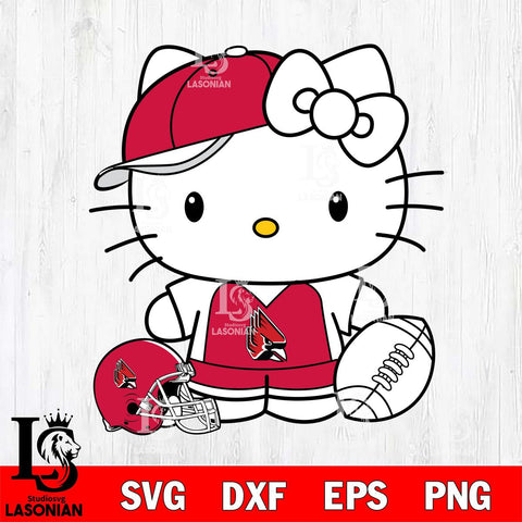 Ball State Cardinals Cute Hello Kitty Football 4 Svg Eps Dxf Png File, NCAA svg, Digital Download, Instant Download