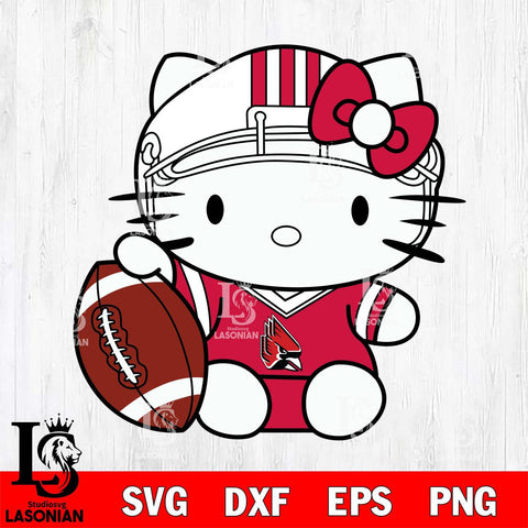 Ball State Cardinals Cute Hello Kitty Football 5 Svg Eps Dxf Png File, NCAA svg, Digital Download, Instant Download