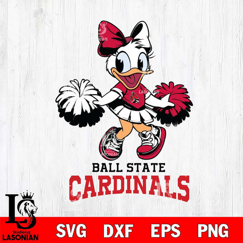 Ball State Cardinals Daisy Duck Cheerleader Disney, Svg Eps Dxf Png File, Digital Download