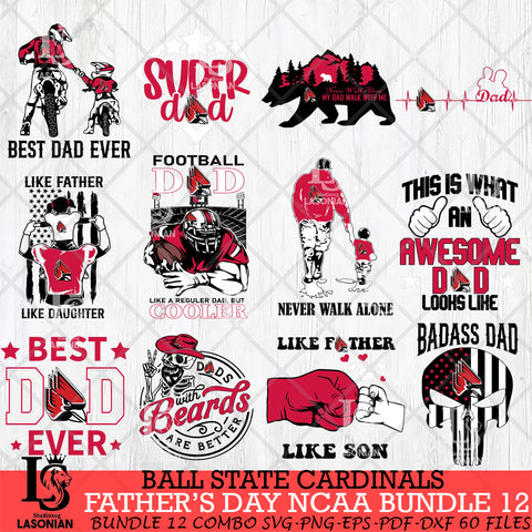 Ball State Cardinals Fathers Day NCAA Bundle 12 Svg Eps Dxf Png File, Digital Download, Instant Download