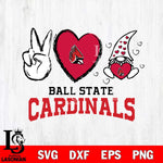 Ball State Cardinals Gnomes Peace & Love Svg Eps Dxf Png File, Digital Download, Instant Download