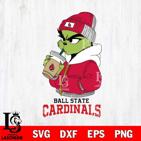 Ball State Cardinals Grinch Bougie Christmas Cut Files Cricut, Svg Dxf Eps Png file, Digital download , Silhouette