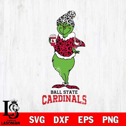 Ball State Cardinals Grinch Leopard Coffee Svg Eps Dxf Png File, Digital Download, Instant Download