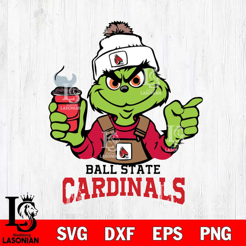 Ball State Cardinals Grinch with coffee Svg Eps Dxf Png File, Digital Download, Instant Download