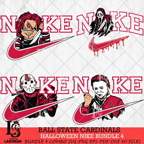 Ball State Cardinals Halloween Nike NCAA Bundle 4 Svg Eps Dxf Png File, Digital Download, Instant Download