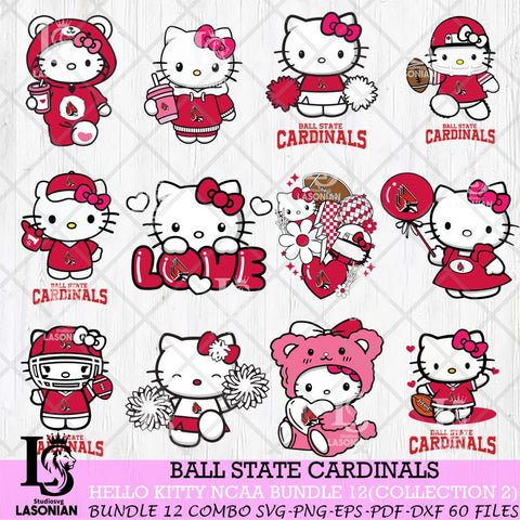 Ball State Cardinals Hello Kitty Bundle 12 SVG Svg Eps Dxf Png File, Digital Download, Instant Download