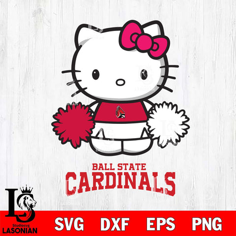 Ball State Cardinals Hello Kitty Cheerleader 2 Svg Eps Dxf Png File, Digital Download, Instant Download