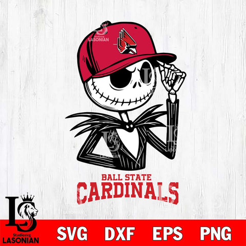 Ball State Cardinals Jack Skellington 3 Halloween Svg Eps Dxf Png File, NCAA svg, Digital Download, Instant Download