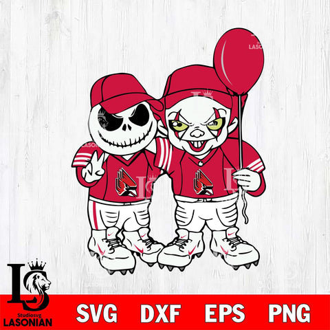 Ball State Cardinals Jack Skellington And Pennywise Football Svg Eps Dxf Png File, NCAA svg, Digital Download, Instant Download