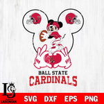 Ball State Cardinals Mickey Heart Rugby Svg Eps Dxf Png File, Digital Download ,Instant Download, Cricut File