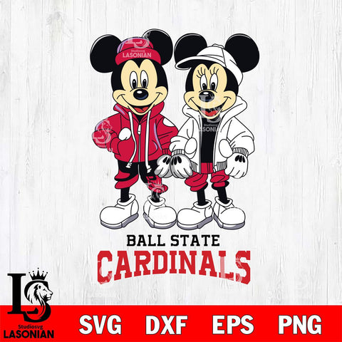 Ball State Cardinals Mickey Minnie Mouse Football Svg Eps Dxf Png File, NCAA svg , File Cut , Digital Download , Instant Download, Cut Svg Files