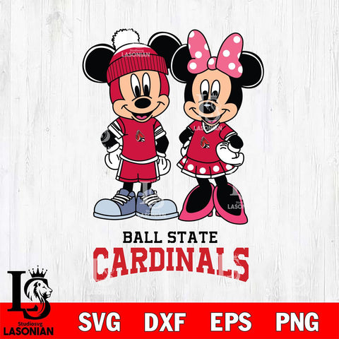 Ball State Cardinals Mickey Minnie Mouse Pink Svg Eps Dxf Png File, NCAA svg , File Cut , Digital Download , Instant Download, Cut Svg Files