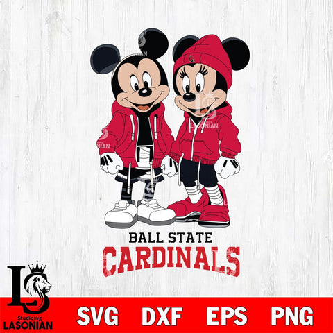 Ball State Cardinals Mickey Minnie Mouse Rugby Svg Eps Dxf Png File, NCAA svg , File Cut , Digital Download , Instant Download, Cut Svg Files