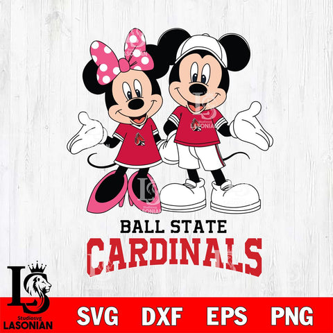 Ball State Cardinals Mickey Minnie Mouse Sport Svg Eps Dxf Png File, NCAA svg , File Cut , Digital Download , Instant Download, Cut Svg Files