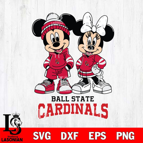 Ball State Cardinals Mickey Minnie Rugby Hoodie Svg Eps Dxf Png File, NCAA svg , File Cut , Digital Download , Instant Download, Cut Svg Files