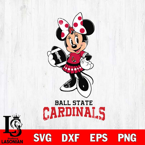 Ball State Cardinals Minnie Mouse, Svg Eps Dxf Png File, Digital Download