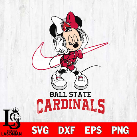 Ball State Cardinals Minnie Mouse Dancing NIKE, Svg Eps Dxf Png File, Digital Download