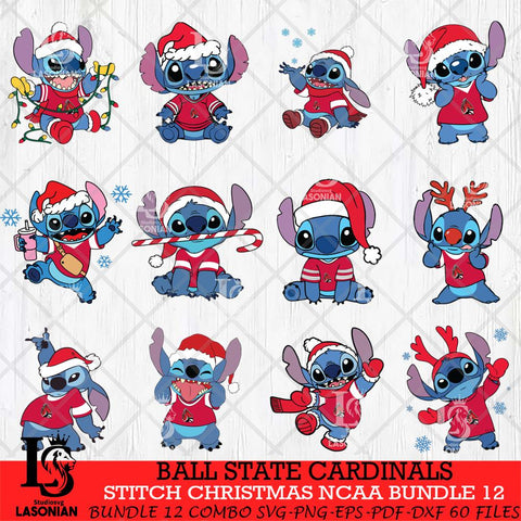 Ball State Cardinals Stitch Christmas NCAA Bundle 12 Svg Eps Dxf Png File, Digital Download, Instant Download