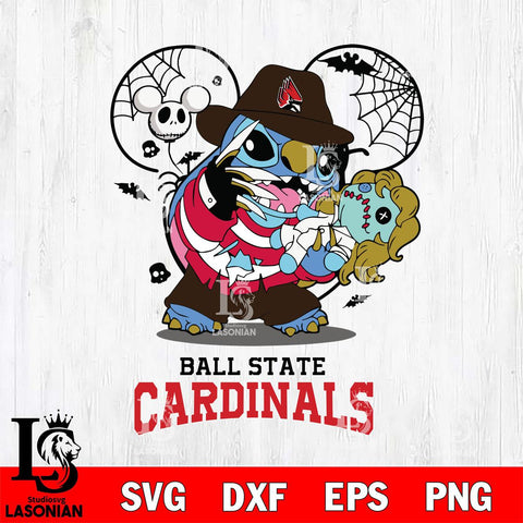 Ball State Cardinals Stitch Freddy Krueger Halloween Svg Eps Dxf Png File, Digital Download, Instant Download