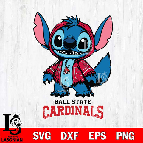 Ball State Cardinals Stitch Halloween Svg Eps Dxf Png File, NCAA svg, Digital Download, Instant Download