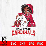 Ball State Cardinals #1 beauty Black Fan Girl, Svg Eps Dxf Png File, Digital Download