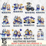 Baltimore Ravens Bluey & Bingo Bundle 12 SVG Eps Dxf Png File, Bundle NFL svg, Digital Download, Instant Download