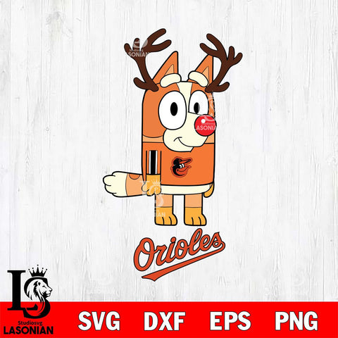 Baltimore Orioles Bluey Chilli Christmas Deer Svg Eps Dxf Png File, Digital Download