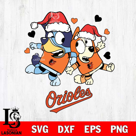 Baltimore Orioles Bluey Christmas 2 Svg Eps Dxf Png File, Digital Download