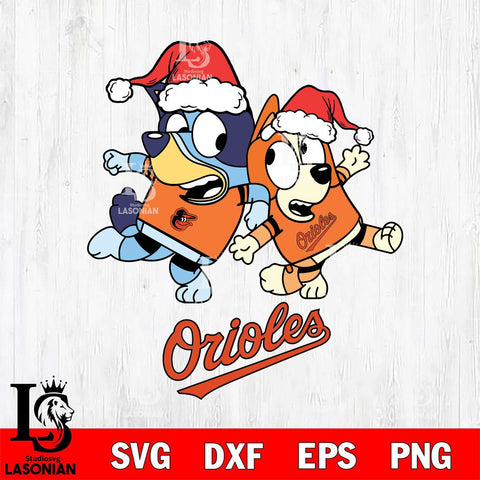 Baltimore Orioles Bluey Christmas Holiday Svg Eps Dxf Png File, Digital Download