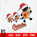 Baltimore Orioles Bluey Family Christmas Svg Eps Dxf Png File, Digital Download