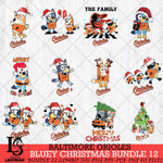 Baltimore Orioles Bluey Happy Christmas Bundle 12 Svg Eps Dxf Png File, Digital Download