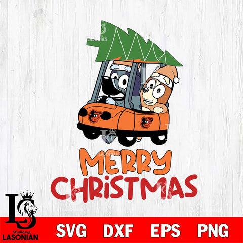 Baltimore Orioles Bluey Merry Christmas Svg Eps Dxf Png File, Digital Download