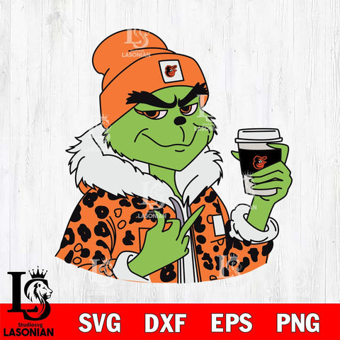 Baltimore Orioles Boujee Grinch 7 Svg Eps Dxf Png File, Digital Download, Instant Download