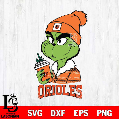 Baltimore Orioles Boujee Grinch Christmas Cut Files Cricut, Svg Dxf Eps Png file , Silhouette