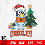 Baltimore Orioles Christmas Bluey Tree Sport Cricut , Christmas Svg , Bluey svg , Digital Download, dxf eps png pdf file