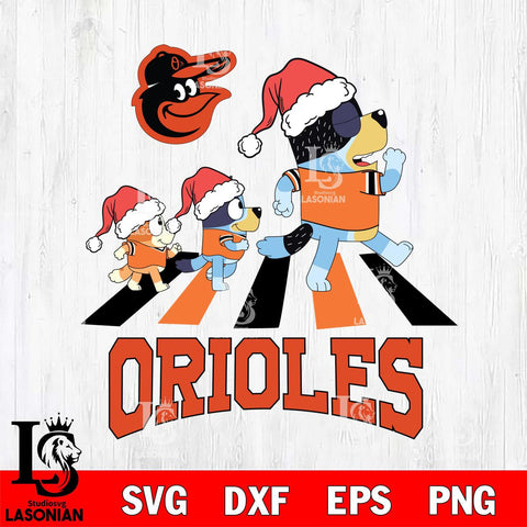 Baltimore Orioles Christmas Family Bluey Walking Cricut , Christmas Svg , Bluey svg , Digital Download, dxf eps png pdf file