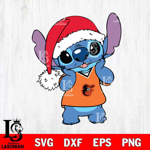 Baltimore Orioles Cute Stitch Christmas SVG DXF EPS PNG file, Cut file cricut, Instant Download