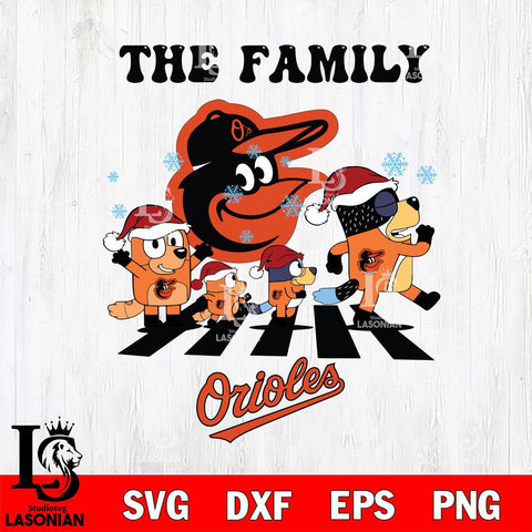 Baltimore Orioles Family Bluey Christmas Svg Eps Dxf Png File, Digital Download