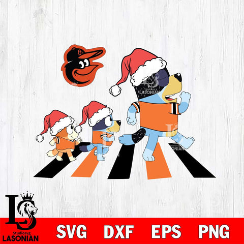 Baltimore Orioles Family Bluey Walking Christmas Svg Eps Dxf Png File, Digital Download, Instant Download